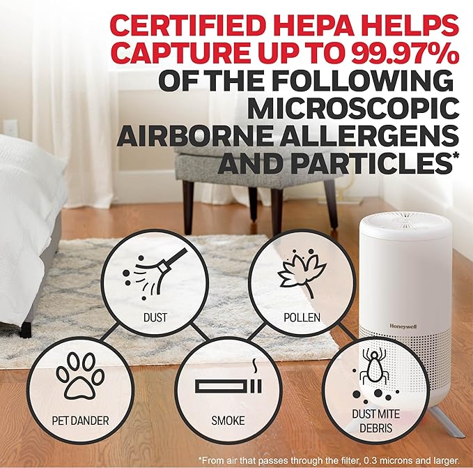 Honeywell HEPA Air Purifier Filter. Air Filter for Airborne Allergens, Wildfire, Smoke, Dust, Pet Dander, Pollen & More. 1- Pack J HEPA Filter for Honeywell HP1830 Air Purifiers, HRFJ830