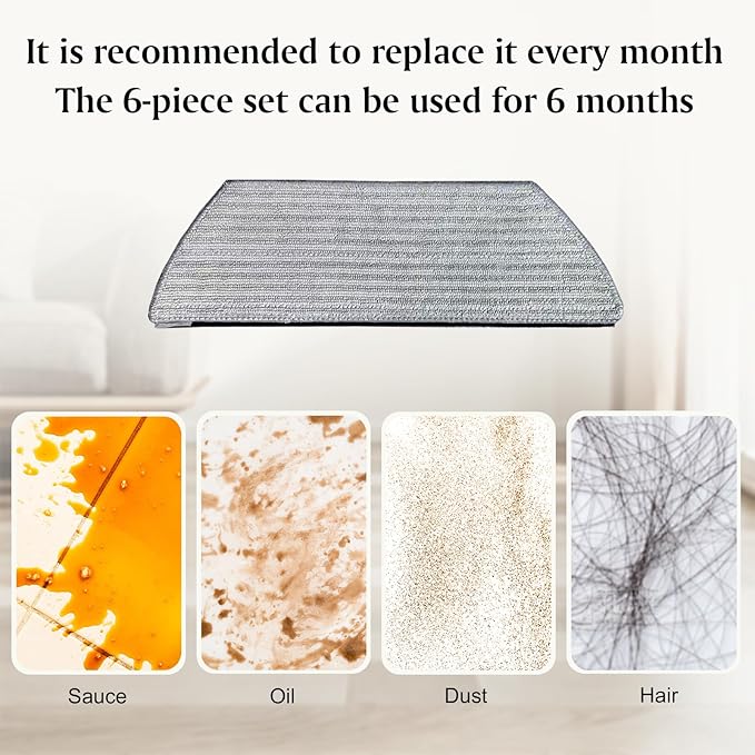 6 Pack Washable Microfiber Mop Pads for Shark VacMop, Replacement for Shark Steam Mop & PowerDetect Robot Vacuum, Compatible with AV2800ZE RV2820YE RV2820ZE AV2820S AV2820AE RV2800AE RV2800S
