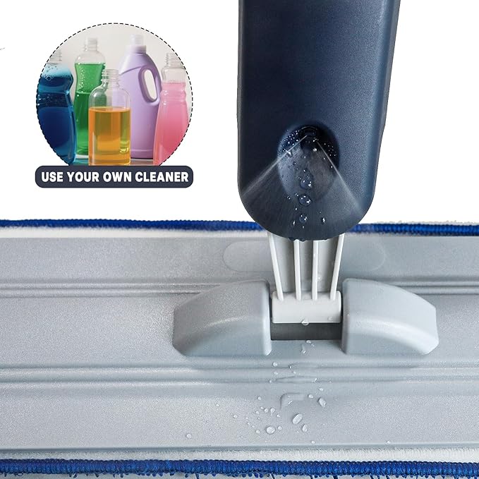 24" Dry mops for Floor Cleaning, 2-Pack Microfiber mop Spray System, Commercial Heavy-Duty Wet mops with 28oz Big Tank, 2 Washable Pads for Lobby, Pool, Factory, Office, Warehouse, Concert, Library
