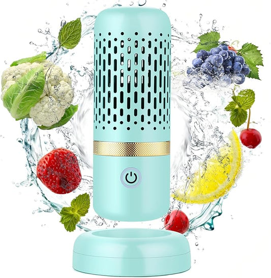 Cudinham Fruit and Vegetable Purifier Cleaner Washing Machine Upgraded Capsule Shape Disinfection OH-ion Purification Technology for Cleaning Grains Rice Meat Seafood, Blue Turquoise