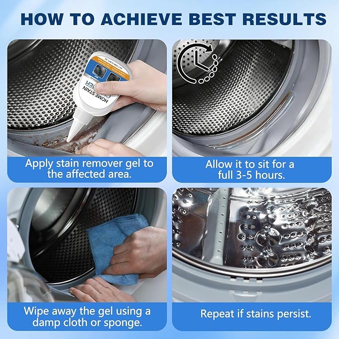 Home Stain Cleaner Gel 7oz, Deep Cleaning Gel with Brush for Tile Grout, Washing Machine Seals, Fridge Rubber, Wall & Shower Stains, Household Cleaning Solution for Bathroom (2)