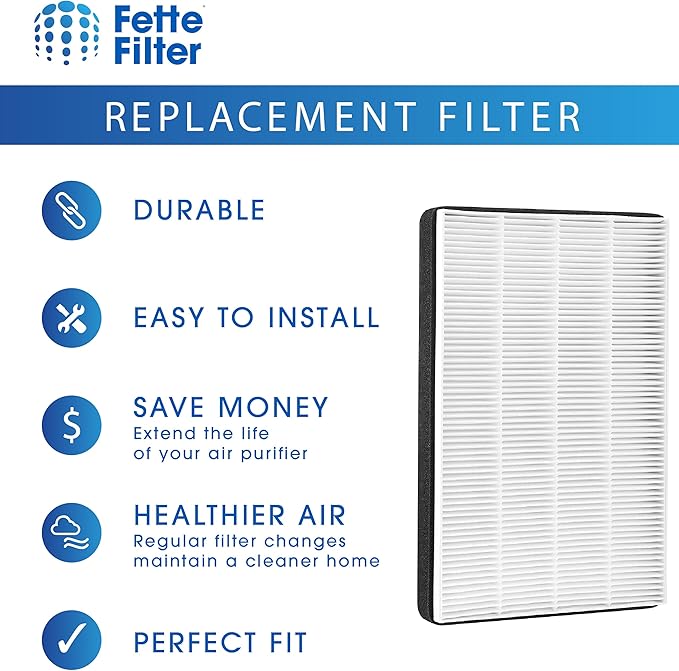 Fette Filter - 2 Premium True HEPA Filters Compatible with 3M F2 / A2 Air Purifier Filter for Models #'s FAP-C02WA-G2,FAP-C03BA-G2, FAP-T03BA-G2, FAP-C02-F2, FAP-SCO2N, FAP-T03-F2 13"x8.2" - Pack of 2