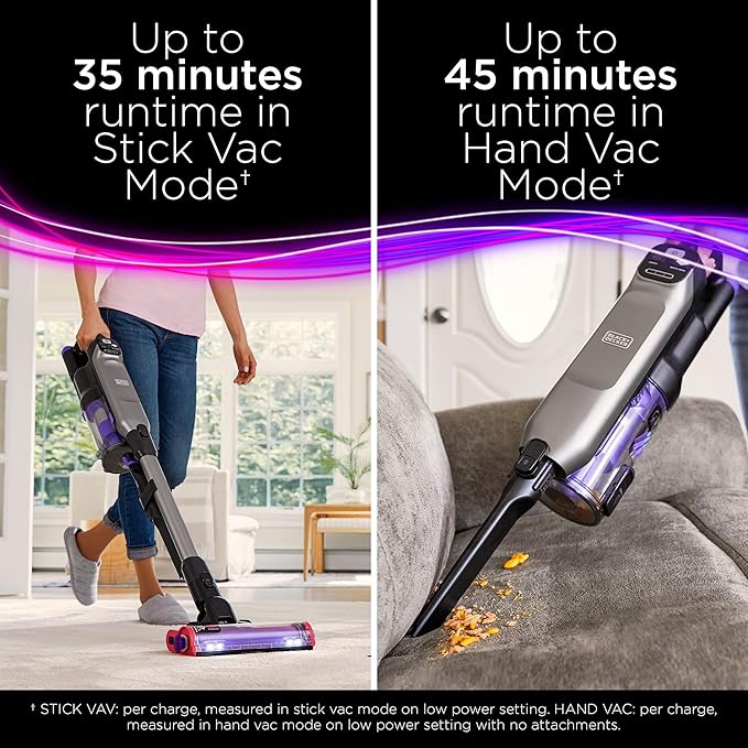 BLACK+DECKER Cordless Vacuum, Stick Vacuum Cordless for Hardwood Floor and Carpet, LED Floor Lights, Bagless, Lightweight Portable, Removable Floorhead, SUMMITSERIES (BHFEA640WG)