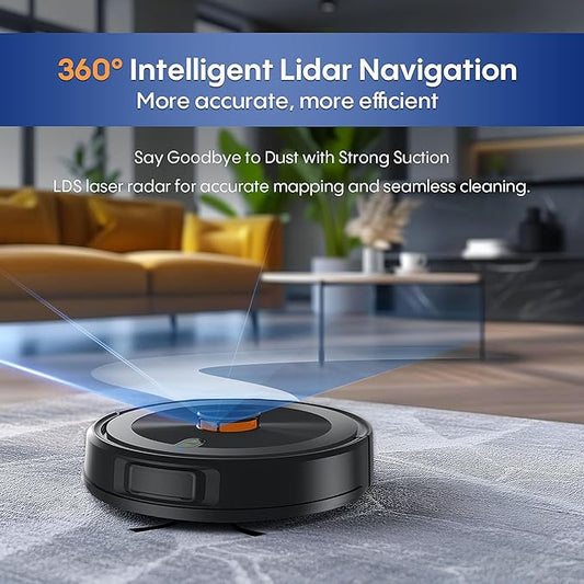 Bagotte Robot Vacuum and Mop Combo with LiDAR Navigation,4000Pa Suction Robot Vacuum Cleaner with Mapping,No-Go Zones,Vacuum Robot for Pet Hair,Hard Floor,Carpet