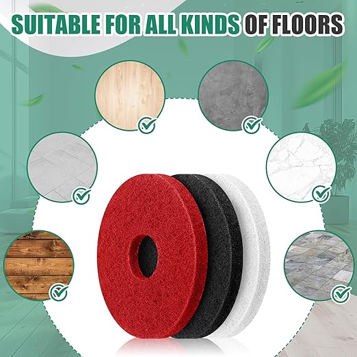 3 Pcs 12" Cleaning Orbiter Pads Commercial Floor Buffer Pads Hardwood Floor Maintenance Scrubber Polisher Cleaning and Stripping for Orbiter Machine (Black,Red,White)