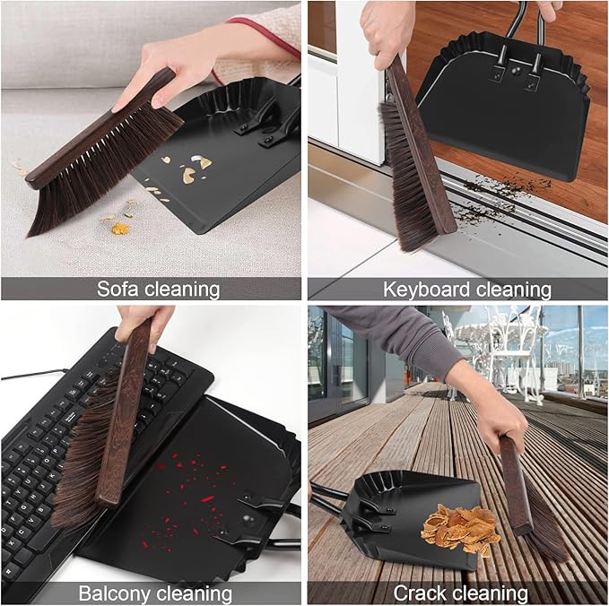 Heavy Duty Black Metal Dust Pan -Handheld Dustpan with Handle, Stainless Steel Large Dustpans with Wide Lip Industrial Dust Pans Precision Edge Small Dustpan for Home/Comfort/Hanging