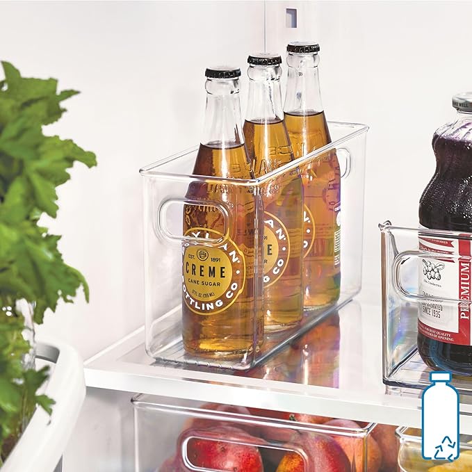 iDesign BPA-Free Plastic Pantry and Kitchen Storage, Freezer and Fridge Organizer Bin with Easy Grip Handles – 10” x 4” x 6”, Clear