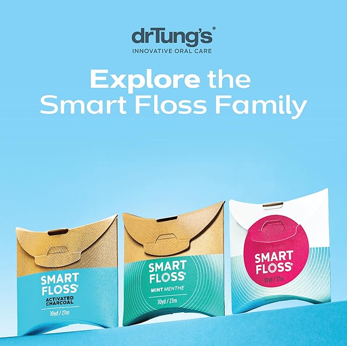 DrTung's Smart Floss - Natural Floss, PTFE & PFAS Free Floss, Gentle on Gums, Expands & Stretches, BPA Free - Natural Dental Floss Cardamom Flavor (Pack of 9)