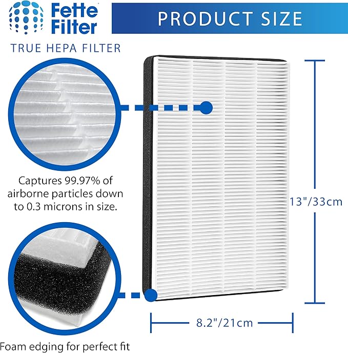 Fette Filter - 2 Premium True HEPA Filters Compatible with 3M F2 / A2 Air Purifier Filter for Models #'s FAP-C02WA-G2,FAP-C03BA-G2, FAP-T03BA-G2, FAP-C02-F2, FAP-SCO2N, FAP-T03-F2 13"x8.2" - Pack of 2
