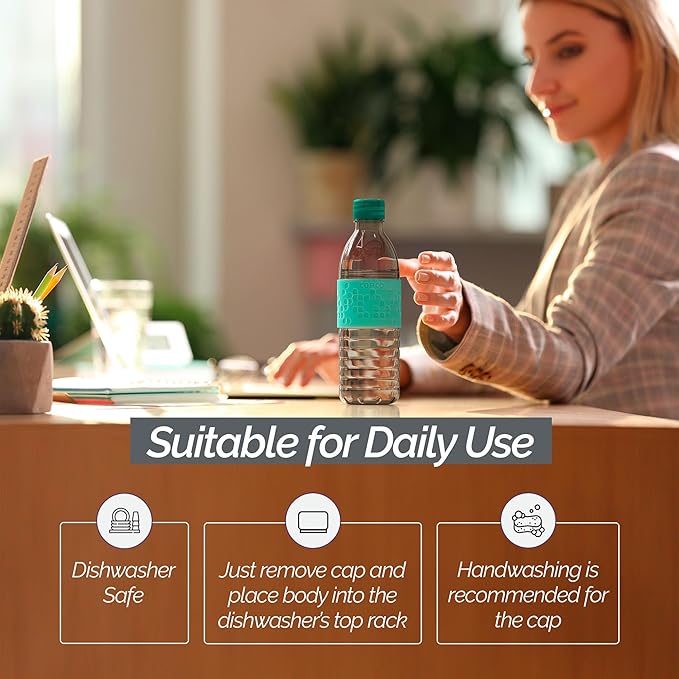Copco Plastic Water Bottle with Chug Lid, Reusable, BPA Free, Dishwasher Safe, Perfect for Travel, School, Outdoors, and Gym, Hydra 16.9oz, Set of 2, Gray & Teal