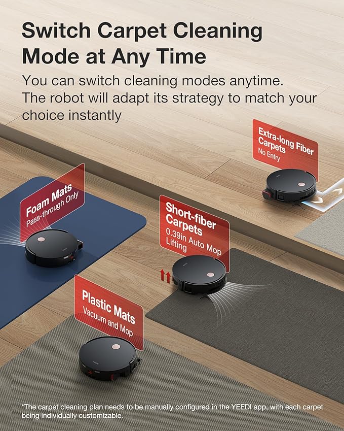 Yeedi S14 Plus Robot Vacuum and Mop, 18,000Pa Suction, OZMO Roller Mopping, ZeroTangle 2.0, TruEdge 3D Sensor, All-in-One Station with Auto Hot Water Washing & Self-Drying, Black