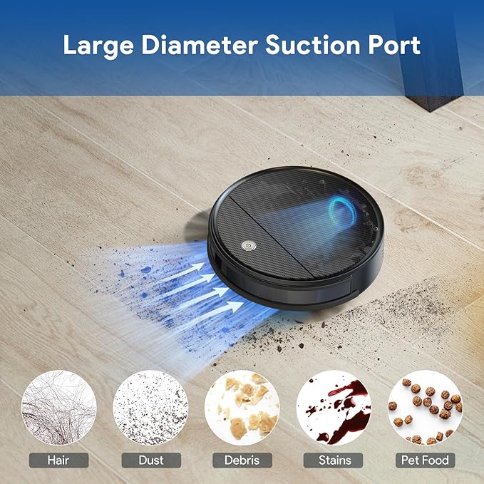 Bagotte Robot Vacuum and Mop, Robotic Vaccum 550ml Dustbin, 2.75'' Slim Robot Vacuum Cleaner, Zigzag Efficient Navigation, Automatic Robot Vacuum Cleaner for Pet Hair, Hard Floor, Carpet