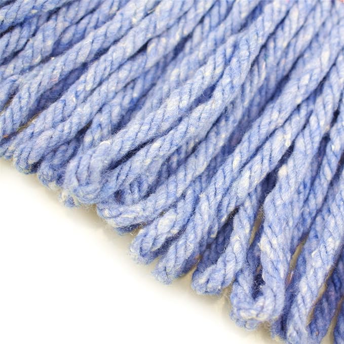 String Mop Heads Replacement Heavy Duty Commercial Grade Blue Cotton Looped End Wet Industrial Cleaning Mop Head Refills (2, Medium)