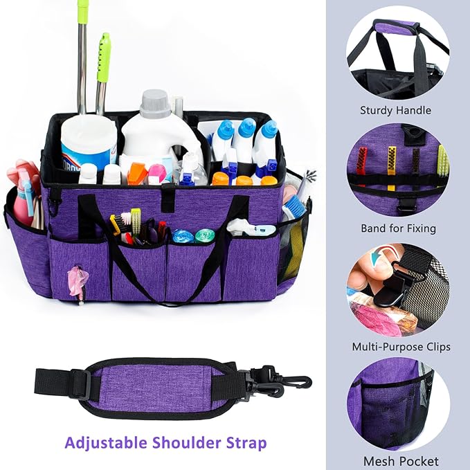 XL Professional Cleaning Caddy for Cleaning Suppliers, 17" Wearable Cleaing Bag for Housekeepers, Cleaning Organizer, Detailing Bag