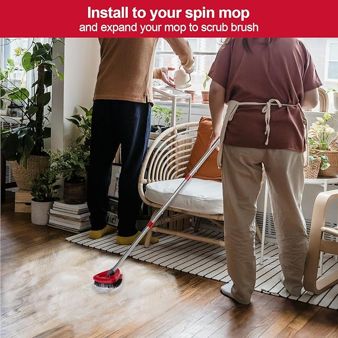 Spin Mop Scrub Brush Head Compatible for O Cedar EasyWring 1-Tank System, Floor Scrubber Mops Head Replacement Cleaning Brush for Bathroom, Kitchen, Tub and Tile, Spin Mop Attachments