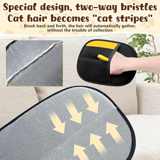 Magic Brush Pet Hair, Newly Upgraded Reusable Electrostatic Pet Hair Remover Glove, Cat & Dog Hair Remover for Couch Furniture, Carpet, Curtain, 2Pcs