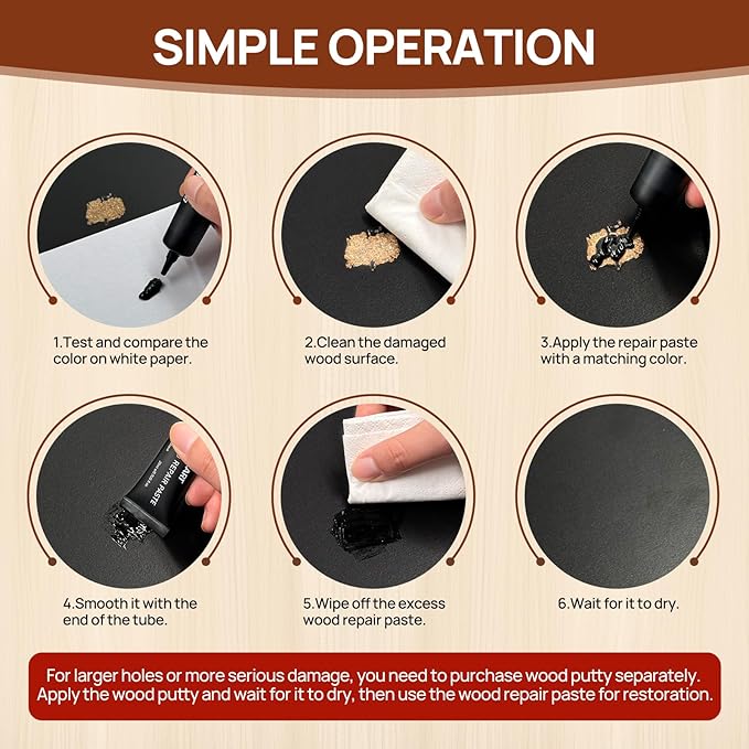 Wood Furniture Repair Kit, Wood Touch up Fillers, Repair Scratches, Cracks, Paint Chips, and Nail Holes on Furniture, Floors, Doors, Cabinets, and Tables (10 Colors)