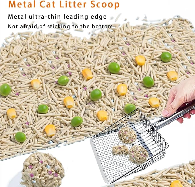 Cat Litter Scoop - Metal Cat Litter Scoop with Holder &Adjustable Sliding Baffle to Switch Size Hole&Speed Sifter - Pooper Scooper for Cats, Efficient Metal Cat Litter Scooper for Cat & Dog Litter Box