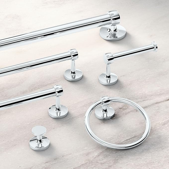 Gatco 5210SN Gibson Towel Bar | Retro Modern Wall-Mounted Bathroom Towel Bar | Stylish Decorative Hardware, Heavy Duty Metal, EZ Ancor Mounting | Satin Nickel Finish