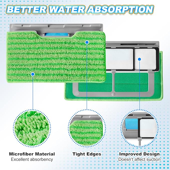 KEEPOW Reusable Microfiber Mop Pads Compatible with Shark VACMOP VM252 VM200 VM401 VM180 VM252GN VC205 VM250 Cordless Hard Floor Vacuum Mop, Compatible with VACMOP Replacement Pads, 1+1+1+1 Pack