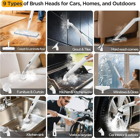 All-in-1 Steam Cleaner with 25 PSI High-Pressure Boiler, 21-Piece Accessory Kit, Portable Handheld & Floor Steamer for Tiles, Grout, Furniture and Car, Chemical-Free Deep Cleaning,3 Colors Selection