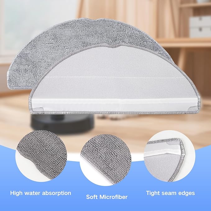 VIEWALL 6 Pack Microfiber Mop Cloths Compatible with Roborock Q7 M5 / Q7 M5+ / Q7 L5 / Q7 L5+ Robot Vacuum Cleaner, Reusable Mop Cloths Replacement Accessories(Not for Q7 / Q7 MAX / Q5 MAX)