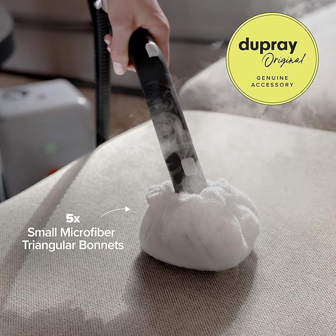 Dupray Small Triangle Bonnets – Reusable Microfiber Cleaning Pads for Steam Cleaners, Precision Fit Steam Mop Accessories for Hard Floors, Tiles, Grout – Pack of 5
