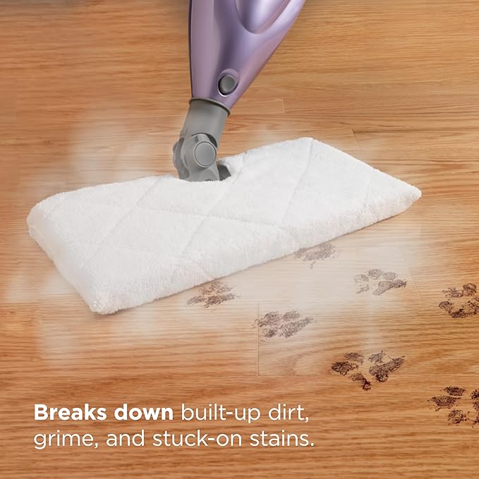 Shark Steam Pocket Mop with 2 Washable Double-sided Pads, Steam Sanitization, Swivel Steering, Lightweight, Steam Cleaner for Sealed Hard Floors, Hardwood, Marble, Tile, Purple, S3501