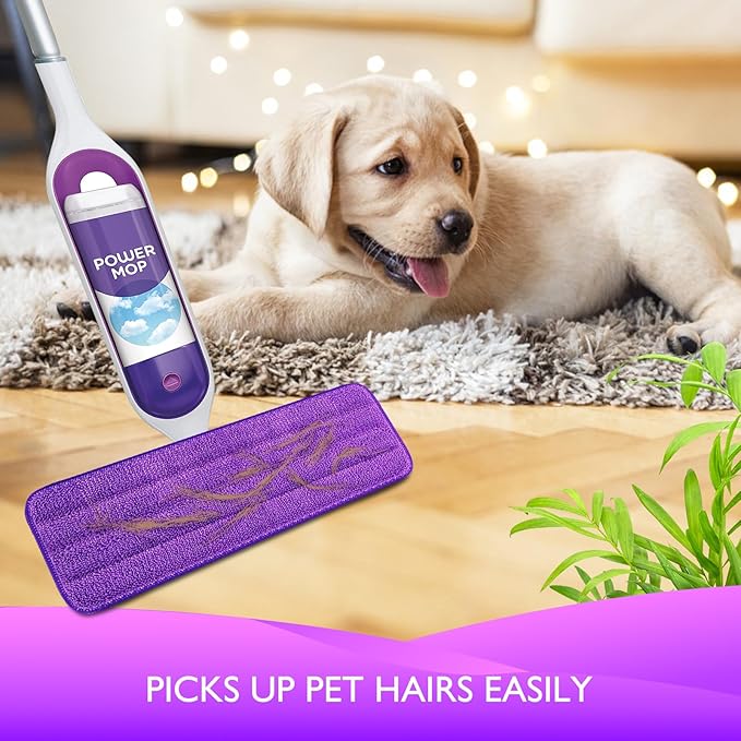 Reusable Power Mop Refill Pads for Swiffer Power Mop Starter Kit - Swifter Powermop Pads Refills - Multi-Surface & Wood Mopping Pad Refill for Floor Cleaning - Washable Microfiber Pad, 2 Pack
