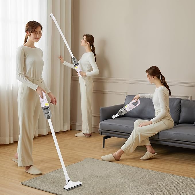 Handheld Vacuum Cleaner,Ultra-Lightweight Mini Portable Vacuums for Home, 6 in 1 Stick Vac Cleaners for Car,Pet Hair(White Corded)