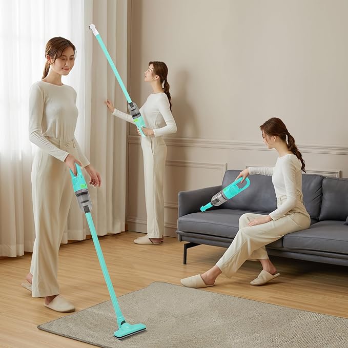 Handheld Vacuum Cleaner,Ultra-Lightweight Mini Portable Vacuums for Home, 6 in 1 Stick Vac Cleaners for Car,Pet Hair,Carpet（Green Corded