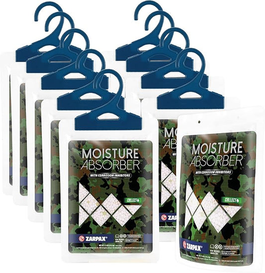 Moisture Absorbers for Gun Safe 7.5 oz/212g - Dehumidifier Prevents Corrosion - Protects Gear - Desiccant Removes Excess Moisture - Set of 10