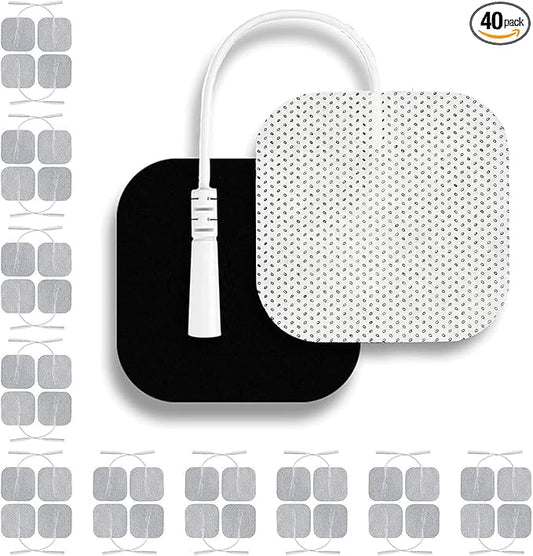 Santamedical TENS Unit Replacement Pads 2x2 40 Pcs Premium Reusable Electrode Pads - Self Adhesive Electro Therapy Patches for Electrical Stimulation - Non Irritating Stim Pads Design