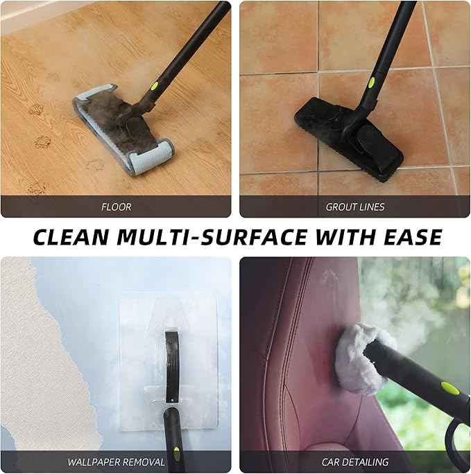Steam Cleaner, Power Steamer for Chemical-Free Home Cleaning, 22-Piece Accessory, Multipurpose Floor Cleaner for Grout, Kitchen, Bathroom, Car, Upholstery, 16ft Cord, High Temperature