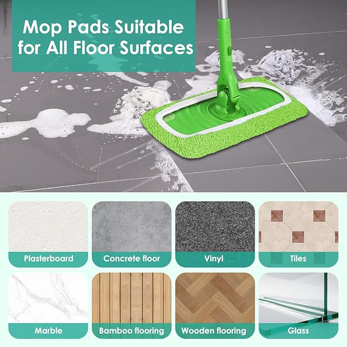 6Pcs Reusable Microfiber Mop Pads Compatible with Swiffer Sweeper Mops, Wet Sweeping Cloths & Dry Mopping Cloths, Washable Mop Pads for Surface/Hardwood Floor Cleaning (Not Fit to Swiffer Wetjet, XL)