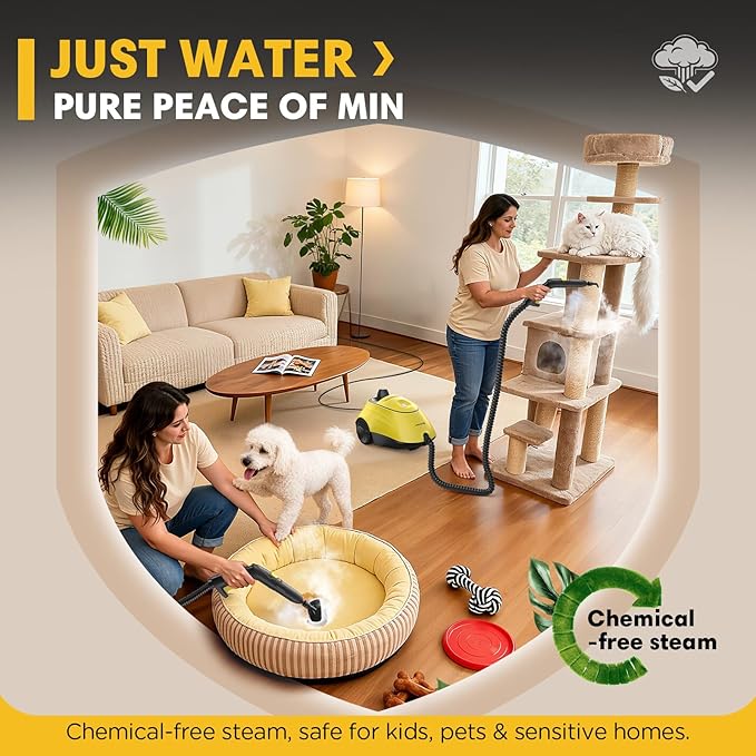 Heavy Duty Steam Cleaner, 1500W High-Temperature Mop with 26 Accessories, 1.4L Portable Tank, Chemical-Free Cleaning for Floors, Tiles, Cars & More, Child Lock for Safety, Easy Operation