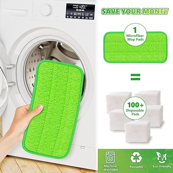 Microfiber Mop Pads Compatible with Swiffer Sweeper Mop, Wet Pads Refills Dry Pads Reusable Wet Pads Mop Refill Pads Dry Wet Refills Washable Pads Wood Floor Pads for Wet Dry Cleaning(4 Pack)