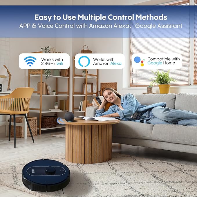Robot Vacuum and Mop Self Emptying, 5000Pa Suction, LiDAR Navigation, Smart Obstacle Avoidance, Home Mapping, No-Go Zone, 60-Day Hands-Free Cleaning, Idear for Homes with Pets, Carpet & Hard Floors