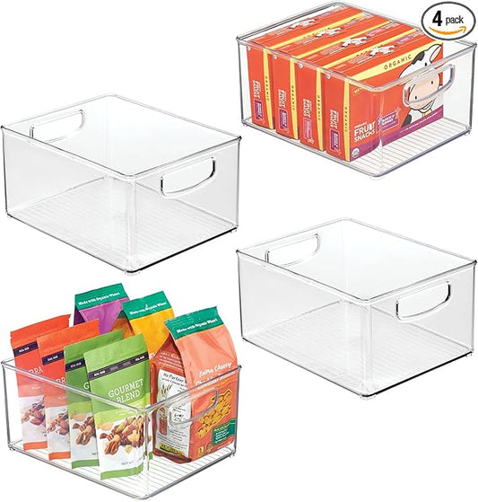 iDesign Stackable Storage Bin - Organize Pantry, Fridge, or Freezer, Set of 4, Clear, Made in USA