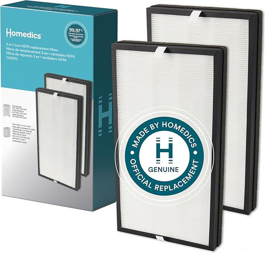 Homedics True HEPA Replacement Filter, Compatible with Homedics Air Purifier AP-C500, AP-C550, Dust Remover, Air Cleaner, Activated Carbon Filters, Remove Pet Odors, Household Odors, Airborne Allergen