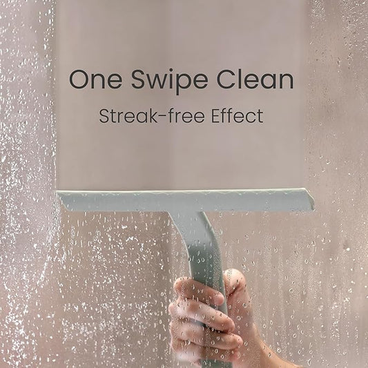 dancemoon JustHang Shower Squeegee for Glass Doors, All-One-Piece Silicone with Built-in Hook Design for Easy Hanging, Household Window Mirror Squeegee for Bathroom, Glass, Kitchen, Tile Wall, Car
