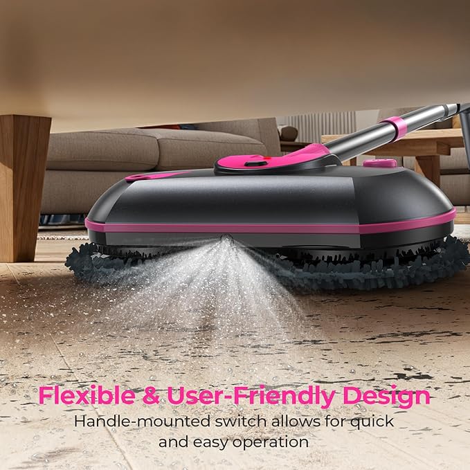 ScrubWiz Cordless Electric Spin Mop with Water Sprayer, Floor Cleaner for Hardwood & Tile, Quiet Cleaning, Adjustable Handle, 2500mAh Long-Lasting Battery, 300ml Tank