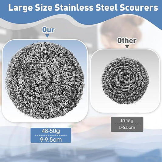 Roshtia 40 Pcs Stainless Steel Scrubber Bulk Large Steel Wool Scrubber 50 Gram Stainless Scourers Sponges Scouring Pads for Cleaning Dishes, Stoves, Pots, Pan, Cooker Hoods