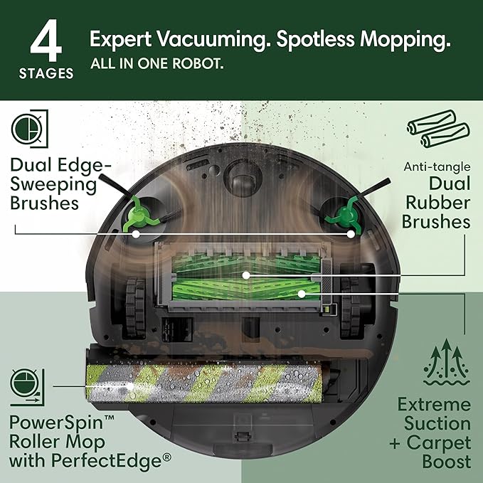 iRobot Roomba Max 705 Combo Robot Vacuum & Mop + AutoWash Dock – Extending Cleaning Roller Mop, Retractable Cover, Dual Brushes, Self-Empties, Heat-Washes & Dries, Avoids Obstacles, LiDAR