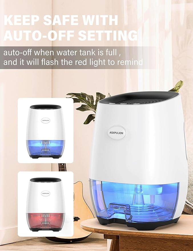 Dehumidifiers for Home, 35oz Small Dehumidifier for Bathroom (300sq.ft) with Auto-off, Sleep Mode, 7 Colors Night Light, Quiet Portable dehumidifier for Bedroom, RV, Closet, Office