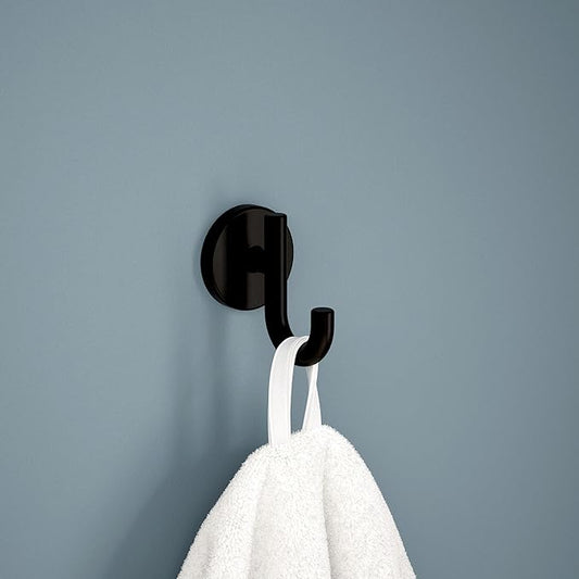 Delta Trinsic (1-Pack) Towel Hooks Matte Black Single Bathroom Hooks Wall Mounted for Robes & Towels Hand Towel Hook Holder Kitchen, Bathroom Accessories