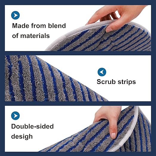 3PK 19inch Comerical Grade Microfiber Carpet Bonnet Pads with Cleaning Strips ， Durable and Absorbent Cleaning Carpet Bonnets Pads Buffing Pad Mounts to Any Traditional Pad Driver