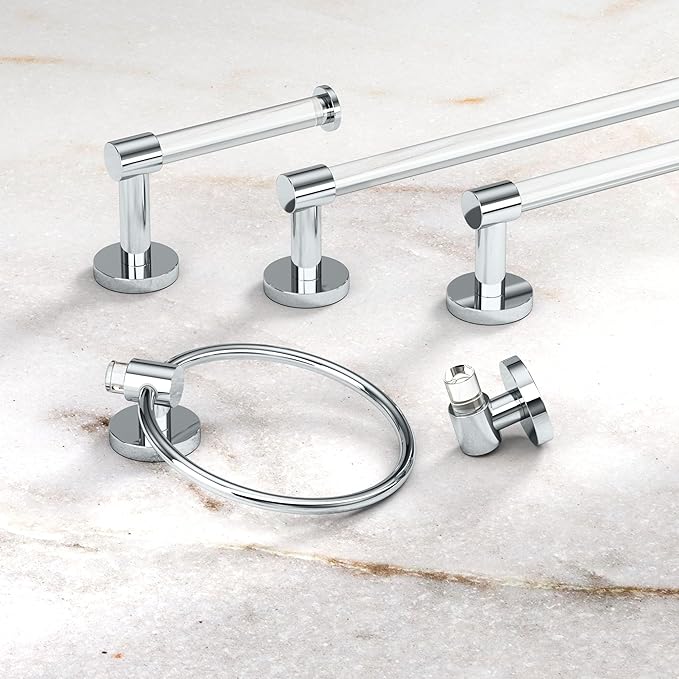 Gatco Clarion 18" L Towel Bar, Crystal-Clear Acrylic Chrome