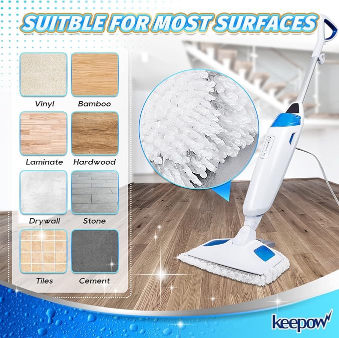 KEEPOW Steam Mop Pads 6 Pack for Bissell Powerfresh 1940 1544 1440 Series Floor Steamer Hard Floor Cleaner Microfiber Rags Replacement Parts for Bissell Model 1544A 2075A 1806 5938 1940W 19404 1940A