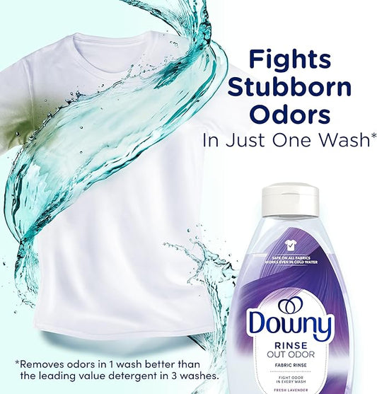 Downy RINSE & REFRESH Laundry Odor Remover and Fabric Softener, Fresh Lavender, 48 fl oz, Safe on ALL Fabrics, Gentle on Skin, HE Compatible